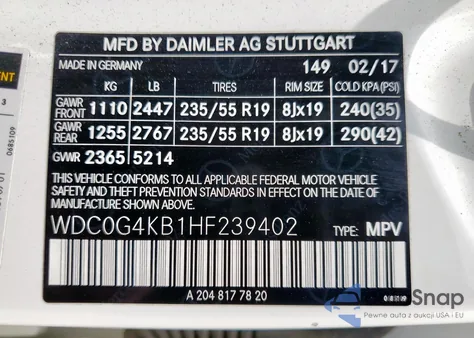 2017 Mercedes-Benz Glc 300 4Matic z USA, uszkodzony, nr VIN WDC0G4KB1HF239402